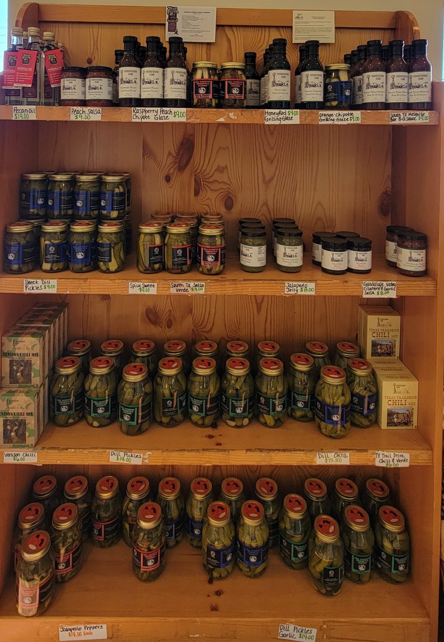 Pantry shelves inside the market